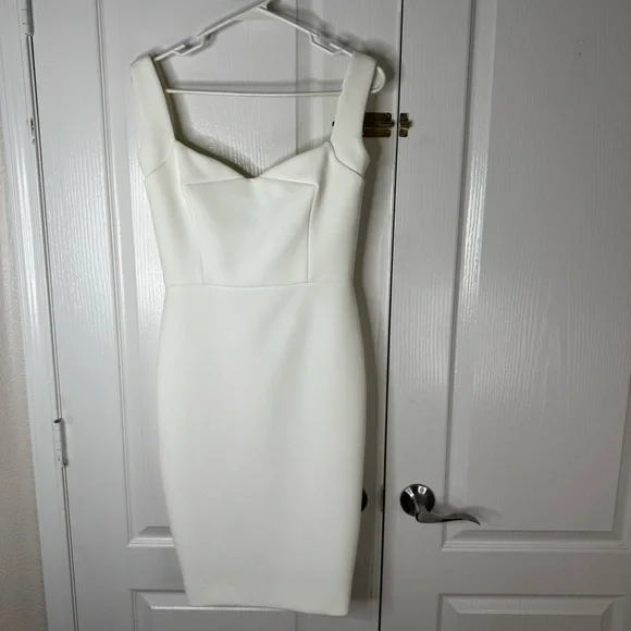 Victoria Beckham White Midi Sleeveless Bodycon Dress